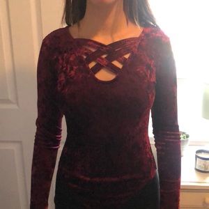 Velvet bodysuit with snaps